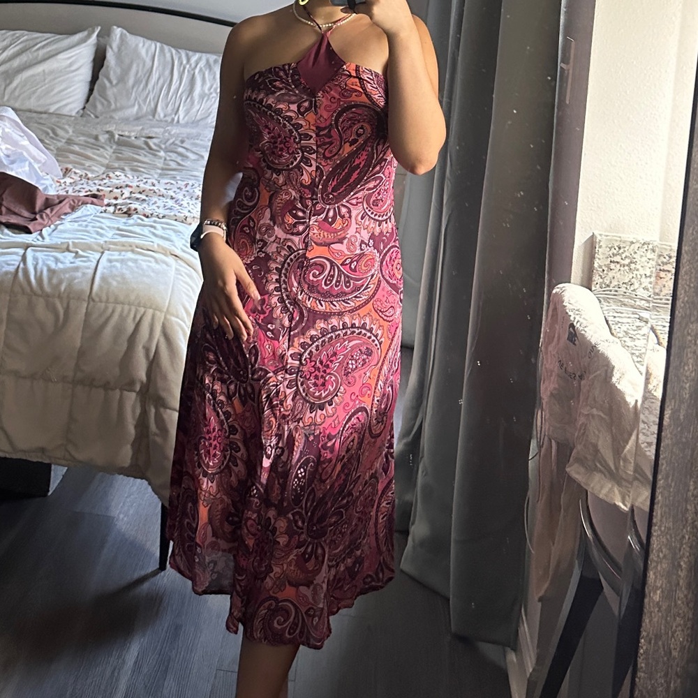 Paisley print halter dress